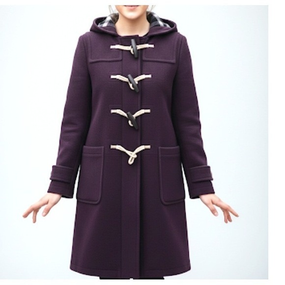 Burberry Jackets & Blazers - Burberry Belfield Women's Wine Red Merino Wool Hooded Overcoat, sz US 6